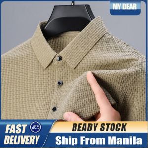 Mens T-shirt Mesh Breathable Tshirts Business Polo Shirt