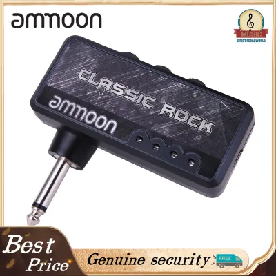 ammoon Electric Guitar Headphone Amplifier Amp 1/4 Inch Plug 3.5mm Headphone Jack & Aux In with Classic Rock Distortion Effect Built-in Rechargeable Bat-tery