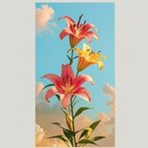 DindingArt - Hiasan Gambar Dinding Interior Tema Bunga Lili! Ukuran 15x30 cm dan 20x40 cm  MURAL - 062