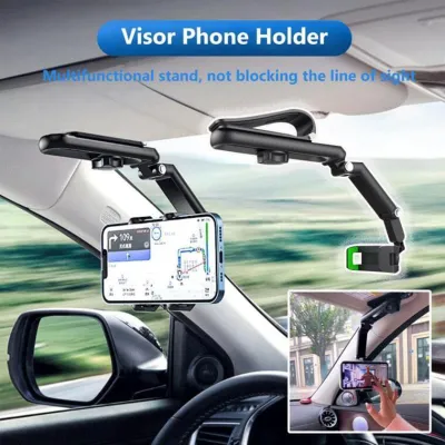 1080° Rotatable Car Sun Visor Phone Holder for 4-7 Inch Cell Phone Car Mount Bracket
