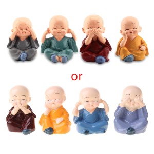 Laughing Monks Statue Car Showpiece Figurines Table Desktop Dashboard Statue Laughing Monk for Home Office Decors