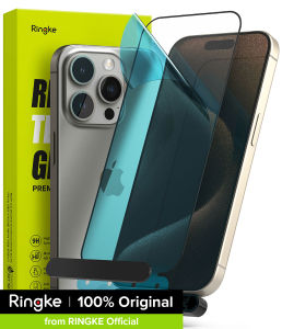 ฟิล์มกันรอยกระจกกันรอย Ringke Full Cover เข้ากันได้กับ iPhone 15 Pro Max ฟิล์มกันรอยกระจกนิรภัยแบบใส HD ใสเต็มจอ ความแข็ง 9H สัมผัสไวต่อแรงกด