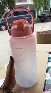 Botol Minum Motivasi 2000ML / Botol Viral Pelangi 2 Liter Penanda Waktu anak /Botol Minum Viral FREE STICKER 2D Gemoy