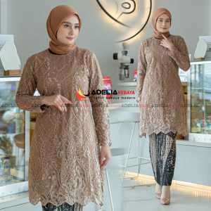 Setelan kebaya tunik erina - kebaya moderen - motif bunga yang cantik dan elegan - model kebaya terlaris - outfit kekinian - bahan tulle bordir tebal - pakaian kondangan wisuda akad nikah baju pesta