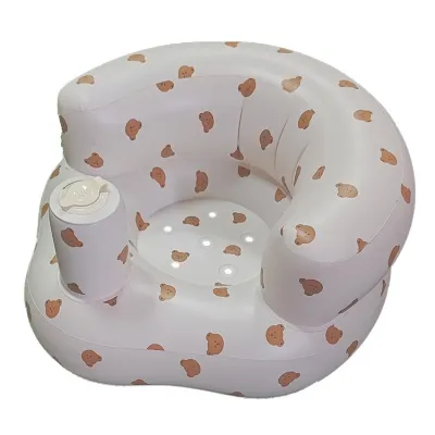 New Breathable Inflatable Baby Chair with Bowl Tray Baby Sofa Learning Sit Sofa Training Booster Bath Seat Portable