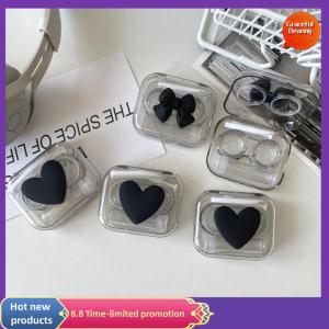 Graceful Contact Lens Cases Pink Transparent Love Bow Contact Lens Case Girl Portable Beauty Pupil Box Storage Eye Care Container Box
