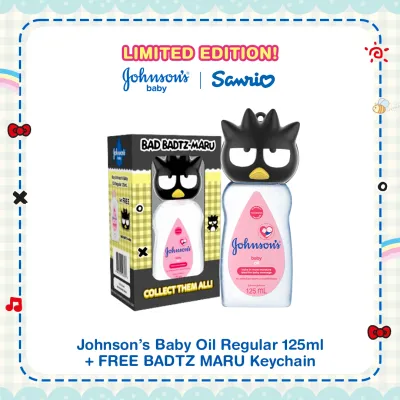 Johnsons Baby Regular Oil 125ml + FREE BADTZ MARU Sanrio Keychain