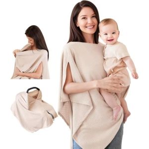 MARISAR Solid Color Maternal Nursing Covers Comfortable 2 in 1 Mothers Nursing Scarf Multifunctional Cotton Breastfeeding Blanket Baby Feeding Supplies