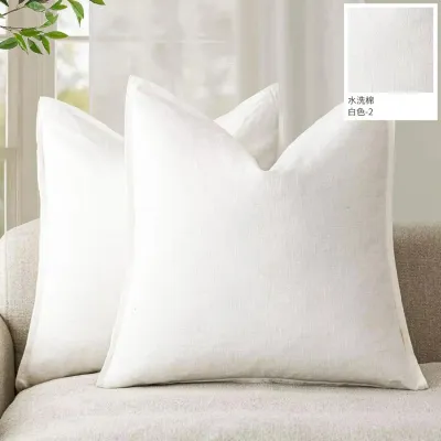 30x50cm/40x40cm/45x45cm/50x50cm Spring Summer Bohemian Washed Cotton Cushion Cover Solid Color Khaki Green Pillow Covers Wide Edge Decorative Throw Pillow Cases for Sofa Chair Couch Bedroom Living Room Decoration