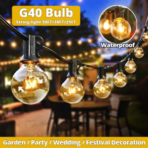 7m/10m/15m String Lights Outdoor Waterproof 220V Christmas String Lights G40 Bulbs for Party Patio Wedding Garden Fairy lightelectric string lights outdoor christmas lights outdoor