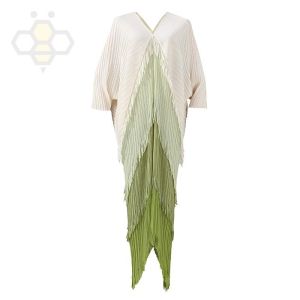 ❅∋✔ Aiden001 Average Size Plus-Size Dolman-Sleeve Dress With Tassel Stitching And V-Neck Irregular Pleated Long Dress 0224