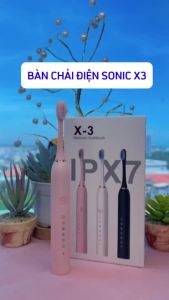 Bàn chải điện Sonic X3 Plusbàn chải đánh răng rung sóng âm đánh tan mảng bám thế hệ mới 2024