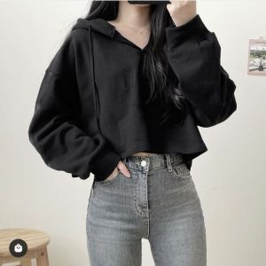 HOODIE WANITA CROP LIDYA OVERSIZE KOREA STYE