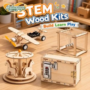 Wood STEM Building Kit Kids Educational Toy Creative DIY Assembly Model Home Learning