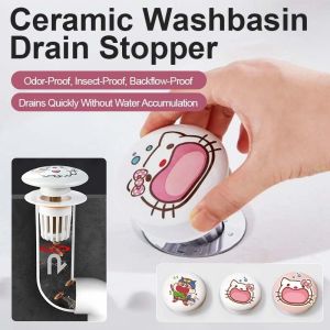 Basin Drain Stopper/Sink Stopper/Ceramic Cartoon/Pop Up Core/Novelty/Family Bathroom Washbasin/Young Users