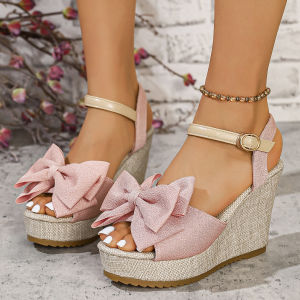 Free Shipping Plus-Size Extra-High-Heeled Sandals For Women 2026 Summer New Collection Open-Toe Thick-Soled Wedge-Heeled Single-Strap Sandals