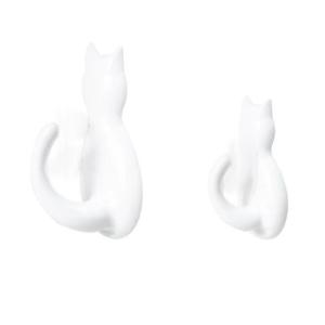 2 cái tiết kiệm không gian mèo chủ đề móc dính dễ dàng cài đặt cửa nhựa lưu trữ giải pháp Móc treo chìa khóa cho ngôi nhà hiện đại