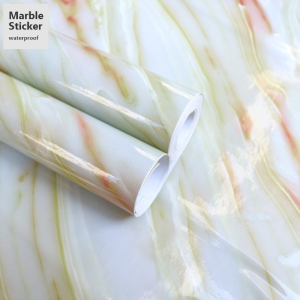 สติกเกอร์ติดผนังวอลล์เปเปอร์ลายหินอ่อนแบบมีกาวในตัวกันน้ำมันและกันน้ำห้องนั่งเล่นห้องน้ำหนา100ซม.