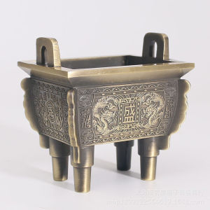 Antique bronze tripod sandalwood incense burner four-legged and double-eared incense burner