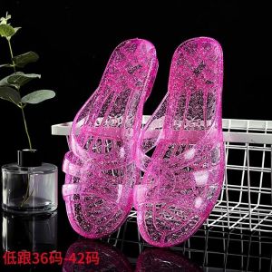 [Free Shipping] New Crystal Slippers Transparent And Stylish With Thick Soles Non-Slip Odor-Resistant Suitable For Home Use Indoor Summer Bathroom One-Line Plastic Bath Slippers
