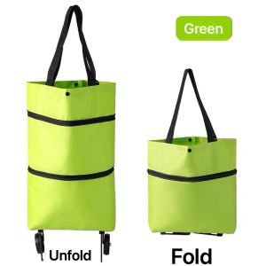 2-way Folding Tugboat Bag Market Shopping Bag Handheld and Wheeled Double Purpose Shopping Bag
