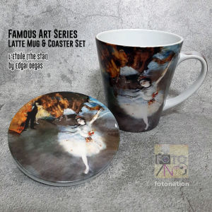 Latte Mug 12 oz and Ceramic Coaster Set. Famous Art Series: The Star by Edgar Degas