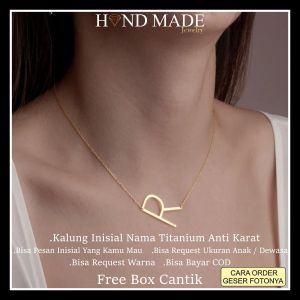 kalung inisial nama kalung nama titanium anti karat anak dewasa kalungnama aksesoris wanita necklace titanium aksesoris fashion