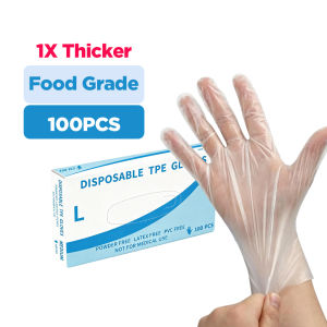 🇸🇬 100pcs 3X thicker Disposable TPE Gloves Premium | Food Grade | BPA FREE| Oil& Heat resistant European Standard