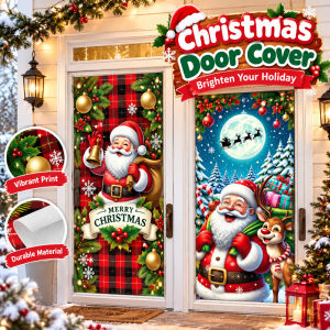 Christmas Door Cover 90*180 Santa Claus Door Banner Christmas Holiday Party Backdrop Xmas Decor New