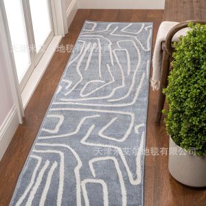 Geometric Lines Corridor Carpet Crystal Velvet Kitchen Mat Wear-resistant Stain-resistant Entrance Door Rug 几何线条 走廊地毯 厨房垫 耐磨 耐脏 玄关入户门垫 FUNIANQI