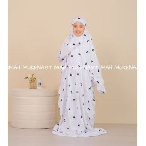 Mukena Anak Tanggung Terusan Katun Bordir Pita Mukenah Langsungan Lajuran Remaja Coquette Cantik