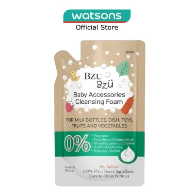 BZU BZU Baby Accessories Cleansing Foam 100% Plant Based Ingredients Easy To Rinse Formula Original Flavour Refill (Suitable For Milk Bottles Dish Toys Fruits & Vegetables) 400Ml