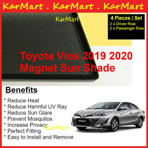 Karmart Toyota Vios 2019 - 2022 Magnet Sun Shade Magnetic Sunshade - 4pcs/set customized front sunshade sun shields suns block 2020 2021 car accessories 2022 2023