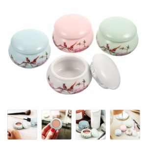 BEAUTYLASS เล็กๆน้อยๆ ขวดเซรามิกเคลือบ แบบพกพาได้ มินิมินิ กล่องยาแบบกระป๋อง น้ำหนักเบา กันความชื้น ถ้วยเล็บพร้อมฝาปิด สำหรับผู้หญิง
