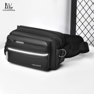 LouisWill Men Waist Bag Chest Bag Fashion Cross Body Bag Waterproof Bag Multi Layer Large Leisure Bag Street Bag Casual Bag Lightweight Messenger Bag Travel Bag Sports Bag