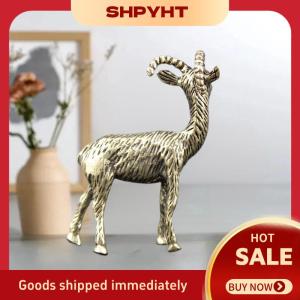 SHPYHT 1pcs nhà văn phòng Máy tính để bàn trang trí đồng Retro dê kim loại sáng tạo thủ công mỹ nghệ trang trí Miniatures trà Pet bức tượng nhỏ