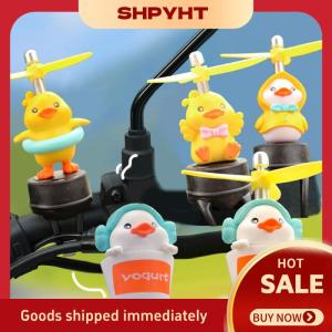 SHPYHT Dễ thương chút màu vàng vịt xe máy cưỡi Handlebar trang trí đồ chơi với cánh quạt xe đạp Moto lái xe Đồ trang trí