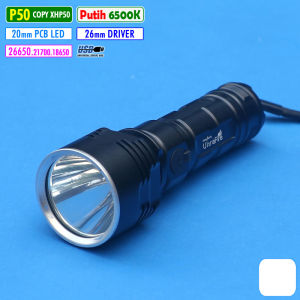 Senter Led P50 PUTIH CAS USB Saklar Samping Camping Hunting Copy XHP50