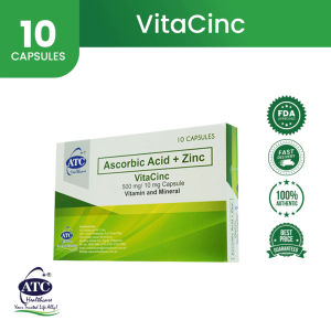 ATC Healthcare VitaCinc 10 Capsules FDA Approved Vitamin C with Zinc Dietary Supplement For Adult