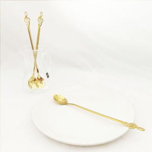 ช้อนกาแฟยาวปลายโน๊ต สีทอง 22ซม. JS081