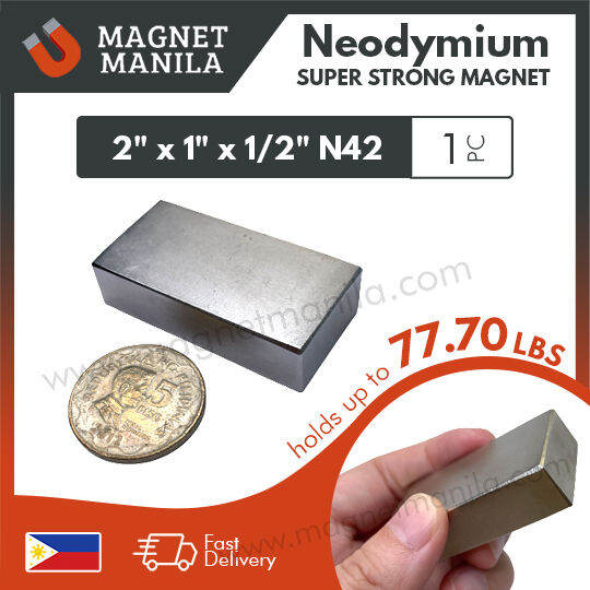 1 Piece 2" X 1" X 1/2" Neodymium Magnet, N42 Super Strong Rare Earth ...