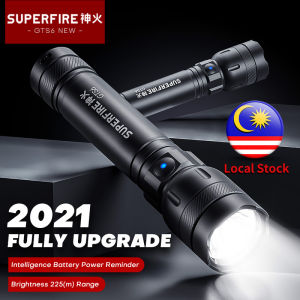 Supfire GTS6 Lampu Suluh Terang Aluminium Alloy Rechargeable LED Torchlight Strong Bright Long-range Flashlight