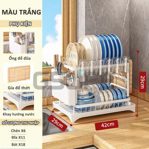 Gslife Kệ Để Chén Bát Đĩa Không Cài Đặt Cần Thiết Thép Carbon Kệ Bếp Đa Năng 4 Trong 1 Thông Minh Tiện Có Khay Hứng Nước
