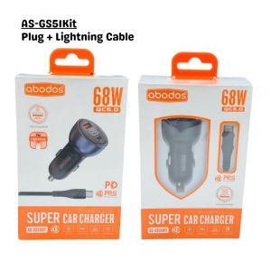 🔥Ready Stock🔥abodos 68W Fast Car Charger USB Type C PD QC5.0 Dual Port Quick Charging Adapter Voltage Display