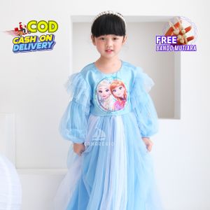 Baju Anak Perempuan Gaun Pesta Ulang Tahun Lengan Panjang Dress Frozen Next