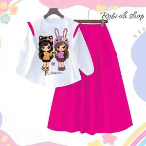 setelan anak perempuan baju rok cargo anak bahan crinkle air flow usia mulai dari 3 sampai 12 tahun baju anak murah kekiniaan murah viral