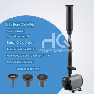 Máy Bơm Đài Phun Nước Hồ Ao Mini - Máy Bơm Chìm Tạo Cảnh Quan Nhiều Vòi Cho Vườn Ao Cá