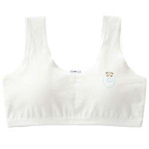 Teenage Young Girls Cotton Training Bra with Chest Pads Wide Strap Cartoon Animal Print Underwear Sweet Bowknot Wirefree Bralette Crop Top