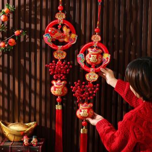 FlickS cny decoration 2026 马年装饰品 Red Spring Festival Pendant Hanging Lucky New Year Decoration Red Circle Decorative Durable Red Lucky Pendant Home