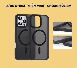 Ốp Likgus lưng nhám viền màu hỗ trợ sạc không dây IPhone 11 12 13 14 15 16Promax Pro